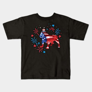 Bulldog Uncle Sam Hat 4Th Of July Kids T-Shirt